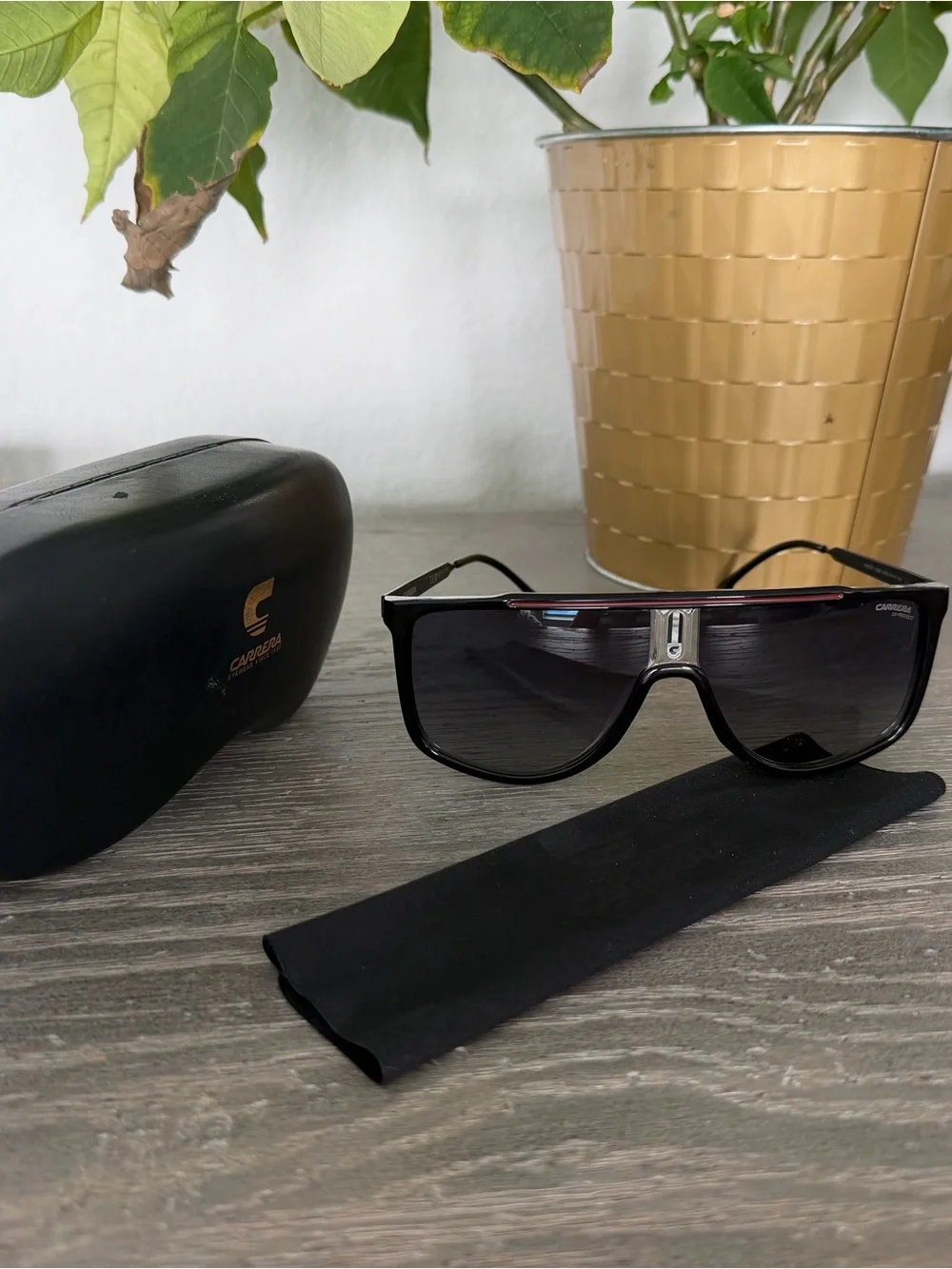 Carrera unisex Black Shield Sunglasses with Dark Gradient Lenses